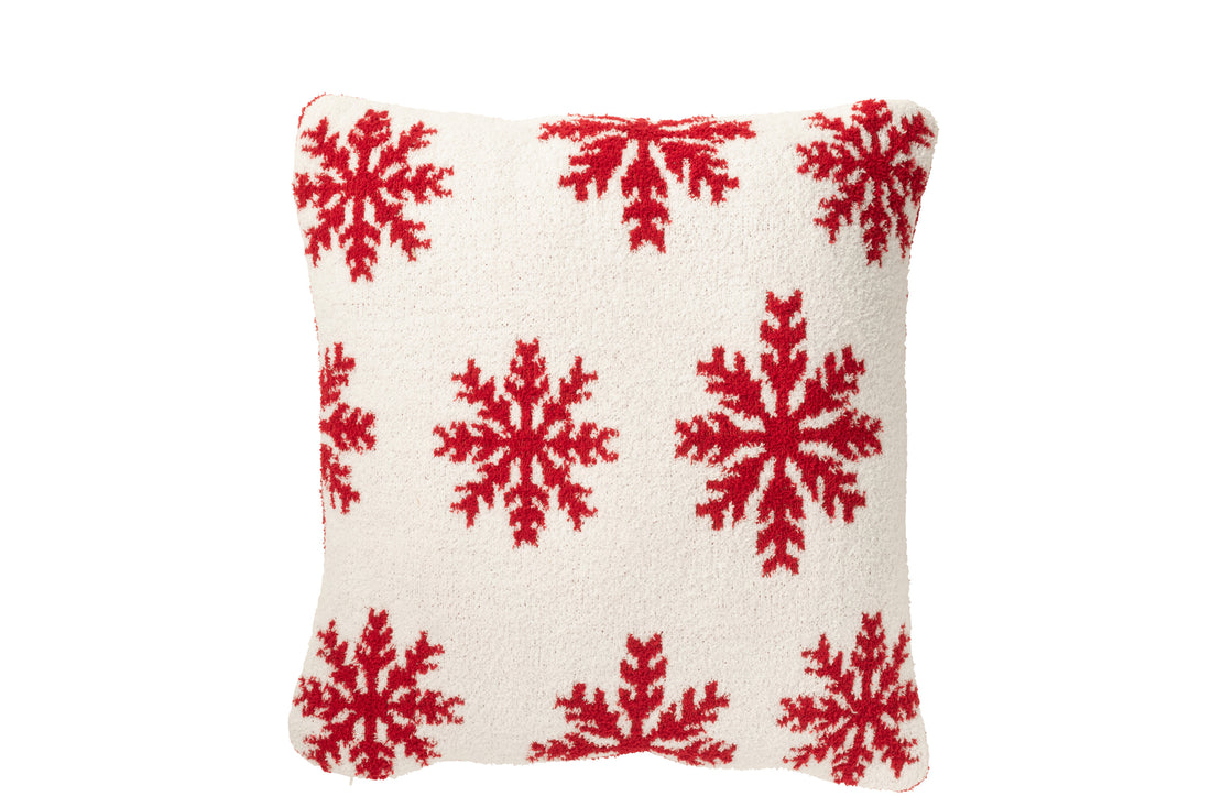 Kussen Sneeuwvlokken Polyester Rood/Wit