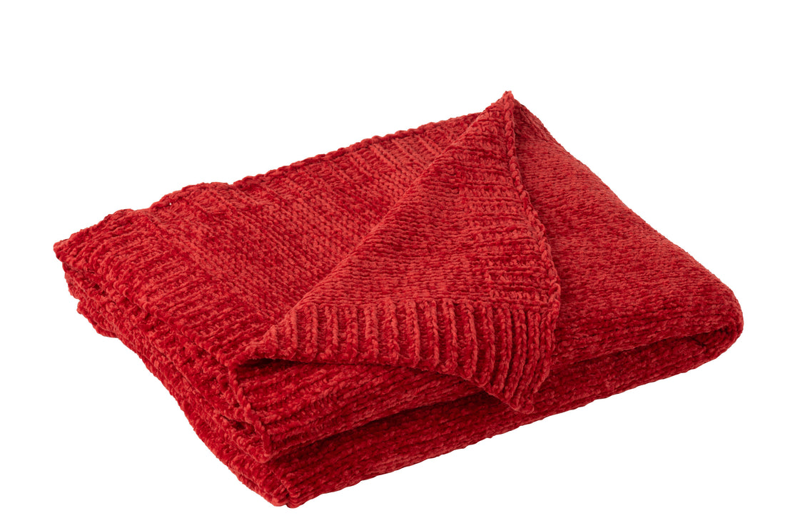 Deken Chenille Polyester Kerst Rood