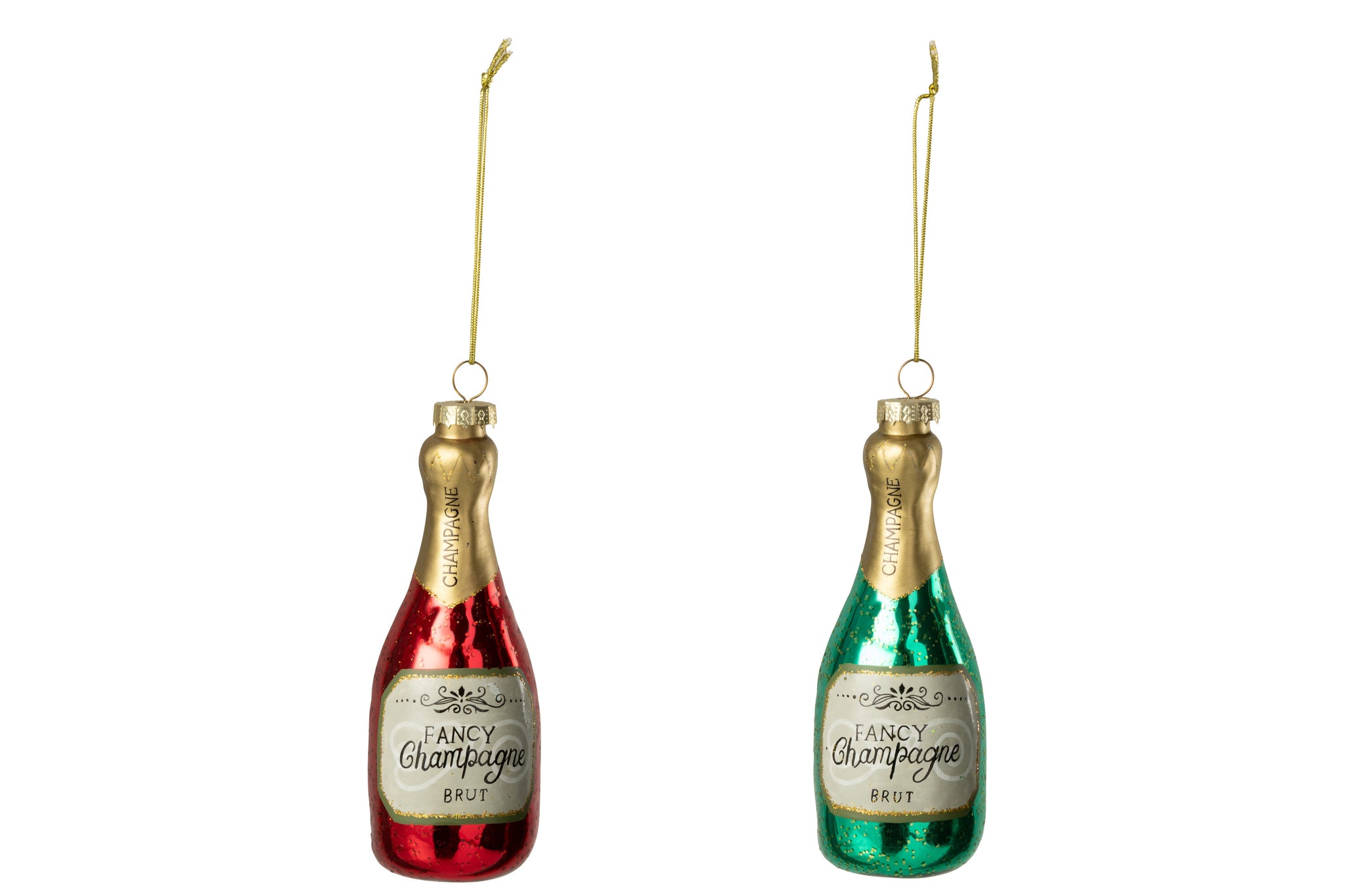 Hanger Champagnefles Glas Groen/Rood Assortiment Van 2