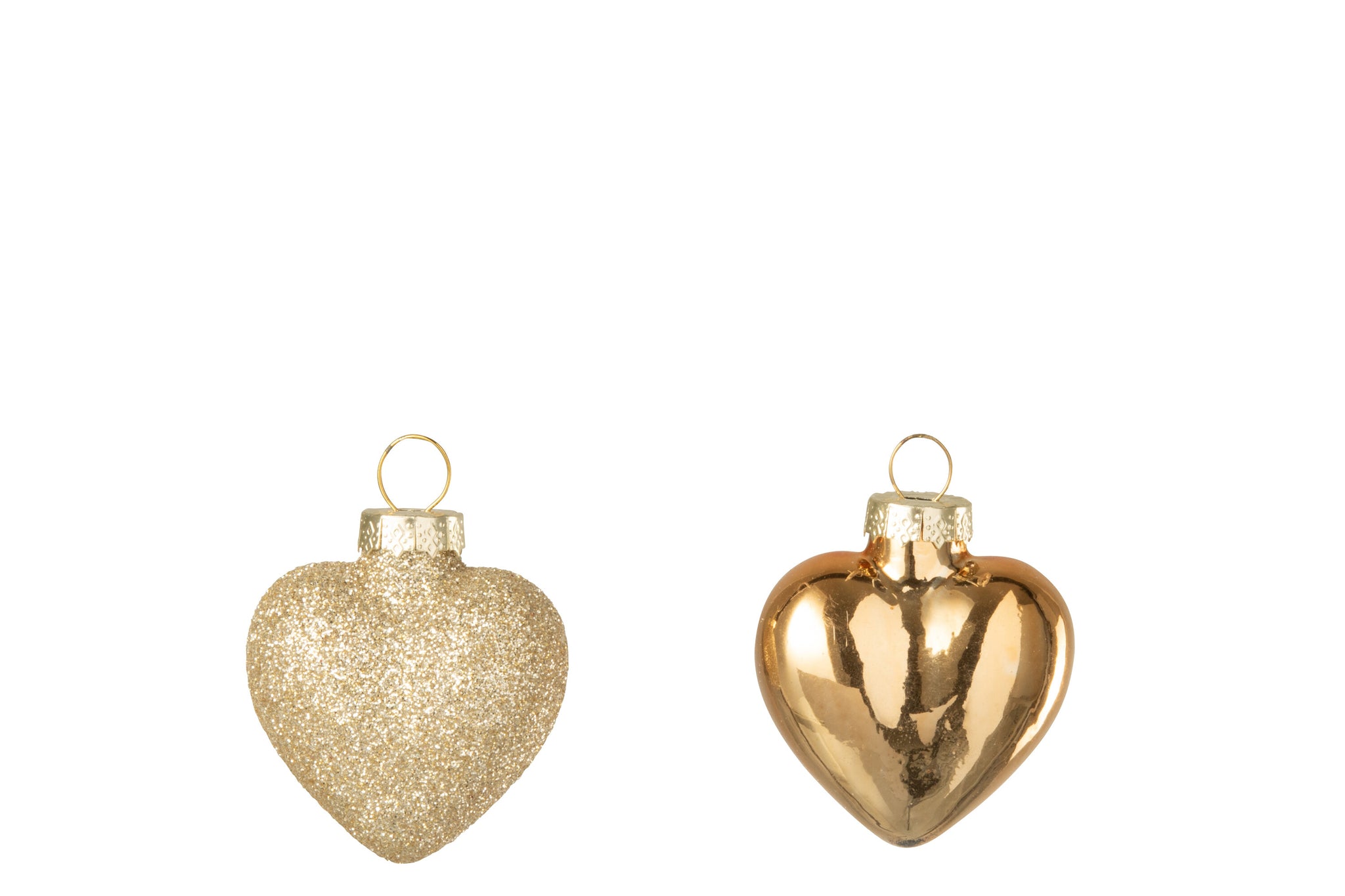 Doos van 12 hanger hart glas goudkleurig