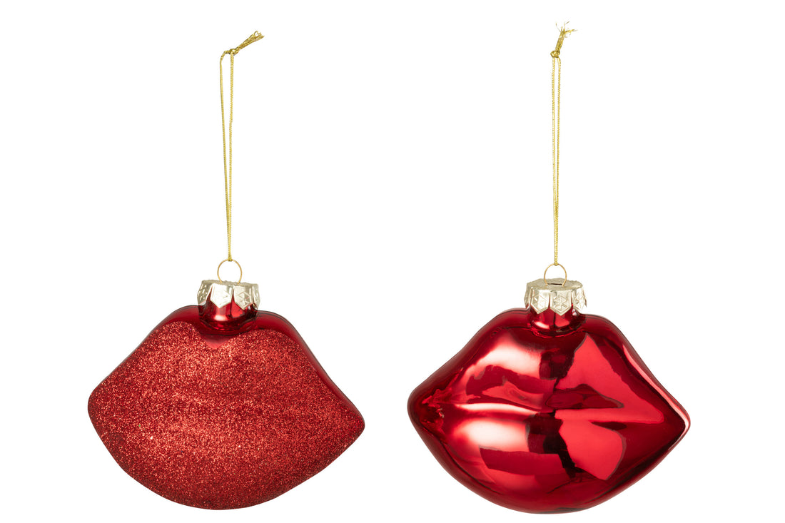 Hanger Lips Glas Rood Assortiment Van 2