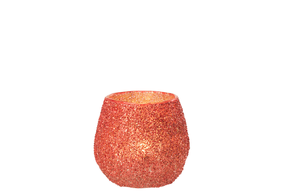 Theelichthouder Glas Kerst Rood Klein