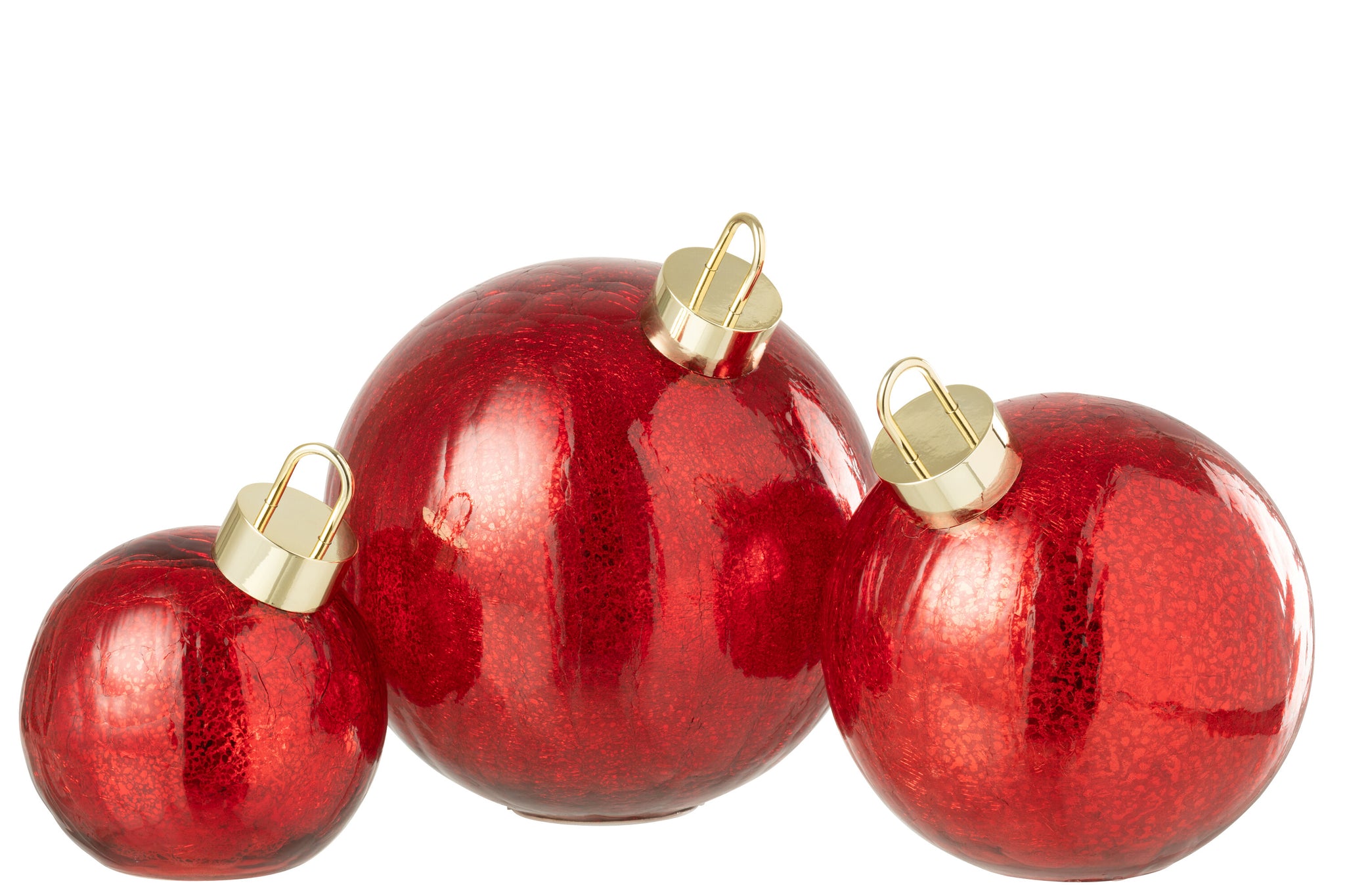 Kerstbal met LED-verlichting van glas, Kerst Rood Groot.