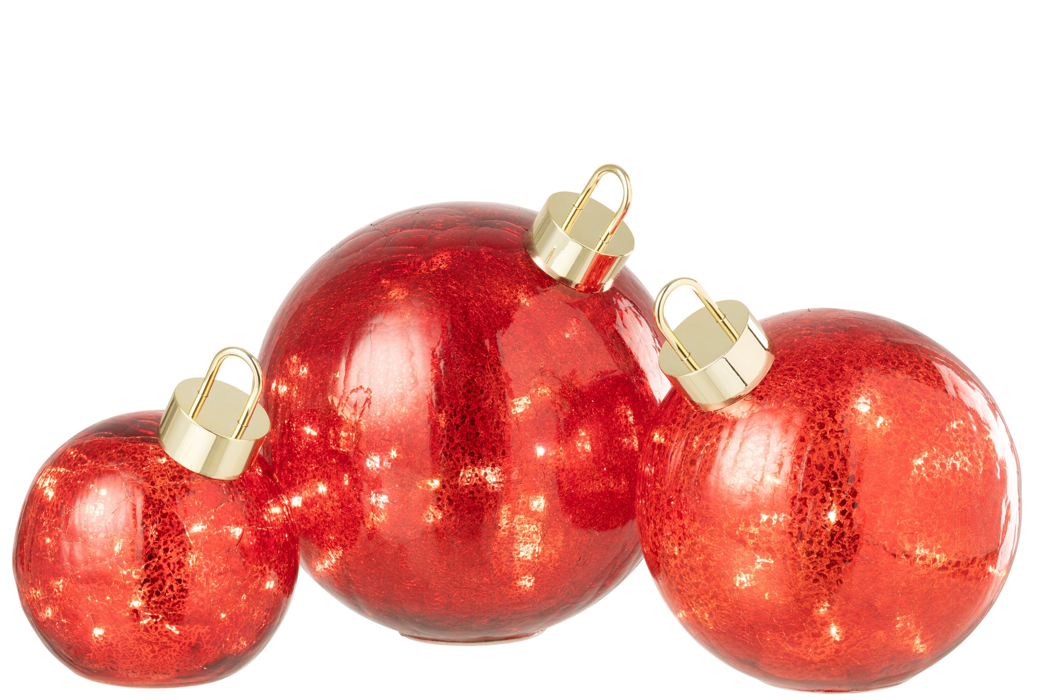 Kerstbal met LED-verlichting van glas, Kerst Rood Groot.