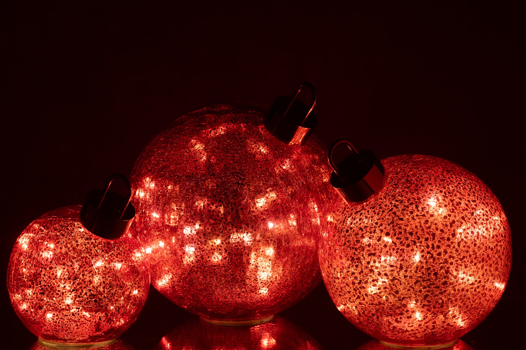 Kerstbal met LED-verlichting van glas, Kerst Rood Groot.