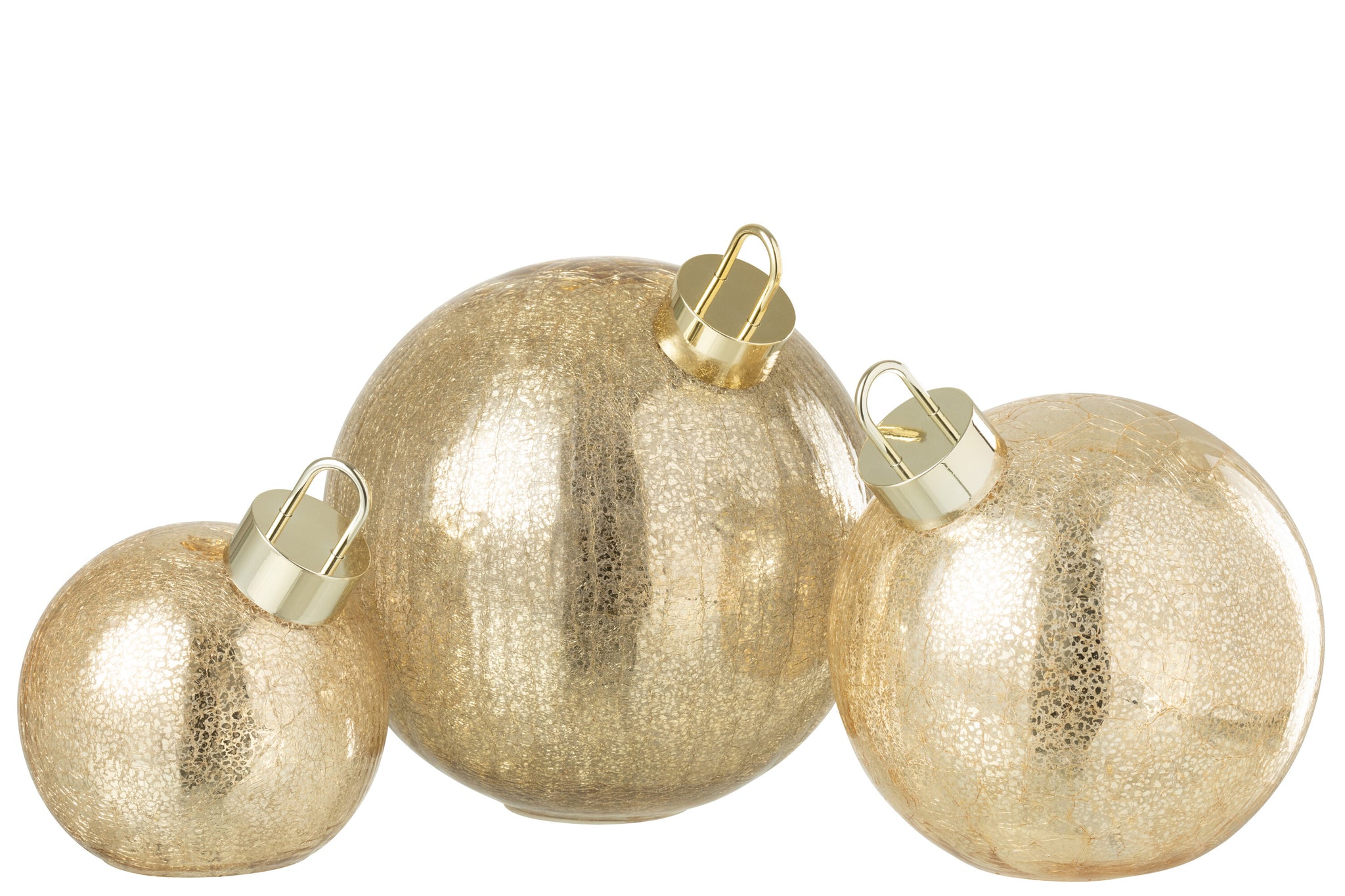 Kerstbal met LED-verlichting van glas in goudkleurig groot.