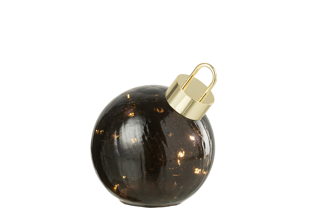 Kerstbal met LED-verlichting Glas Zwart Klein