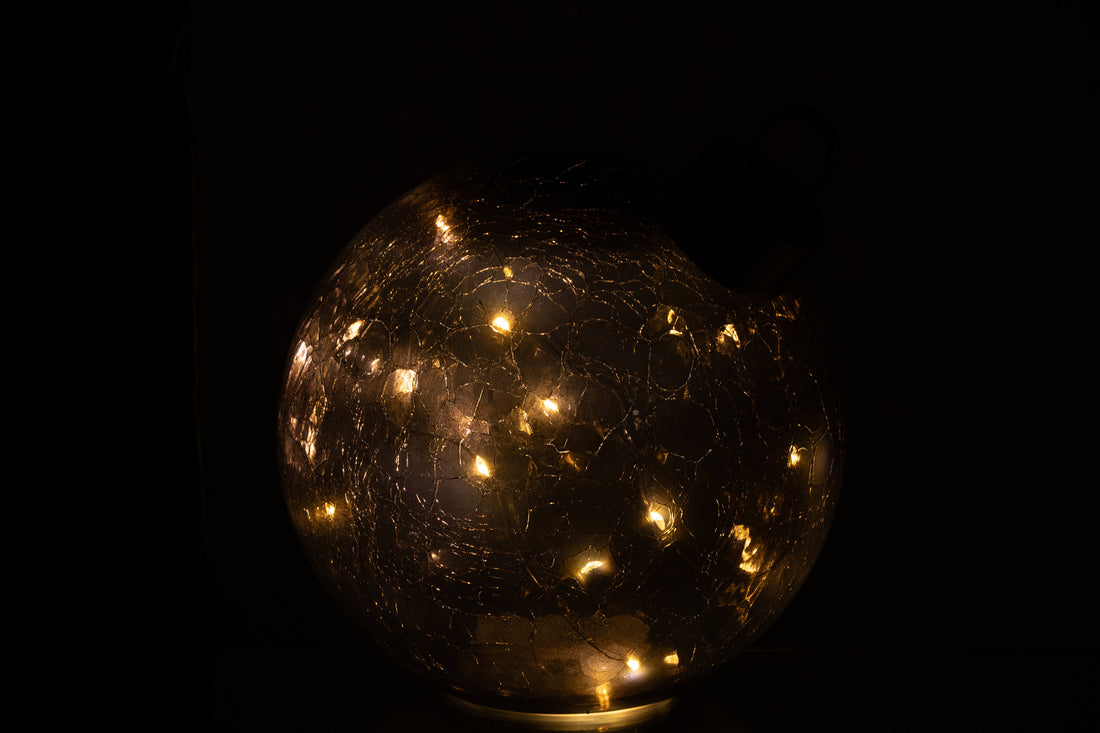 Kerstbal Led Glas Zwart Middelgroot