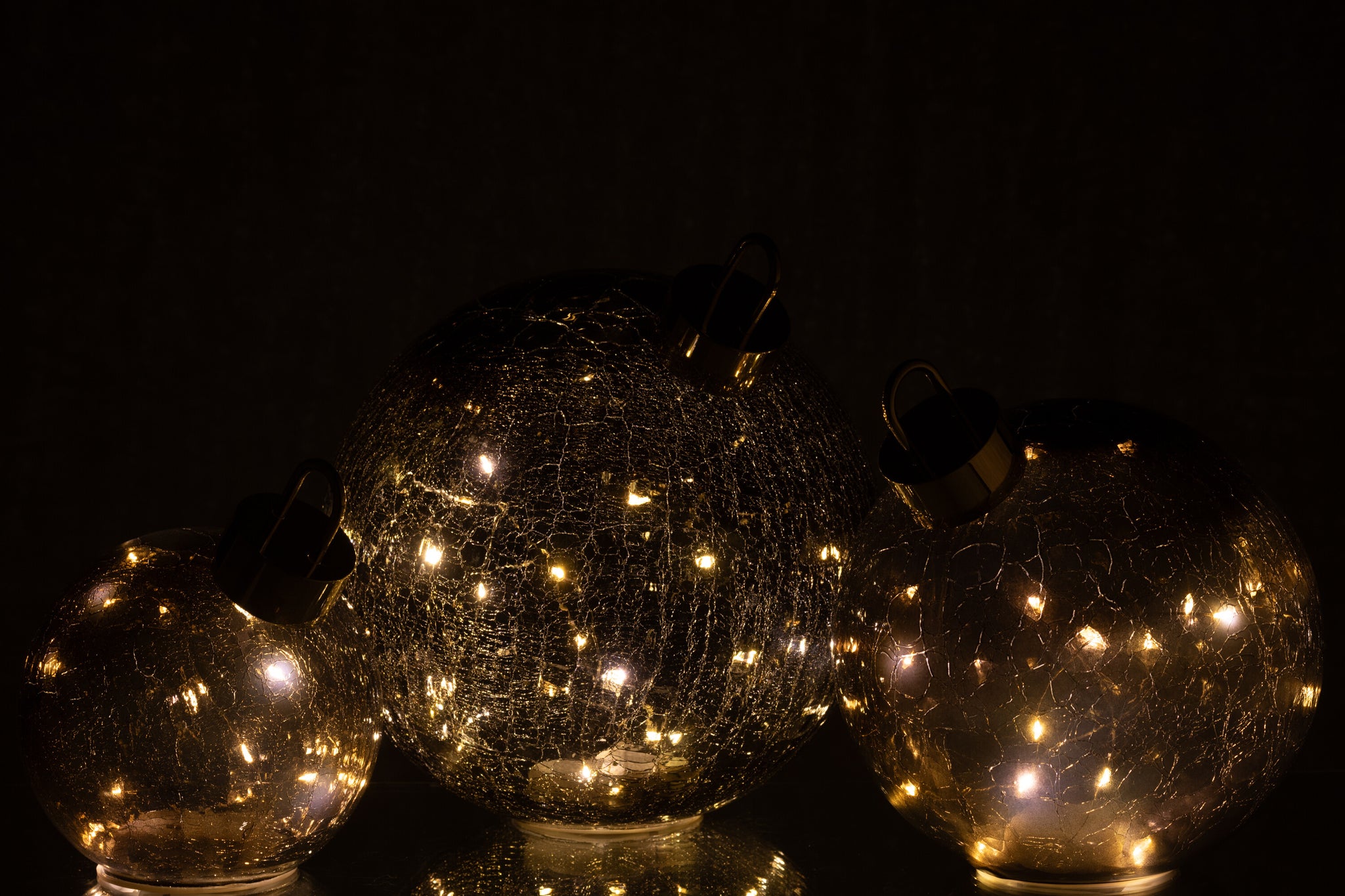 Kerstbal Led Glas Zwart Groot