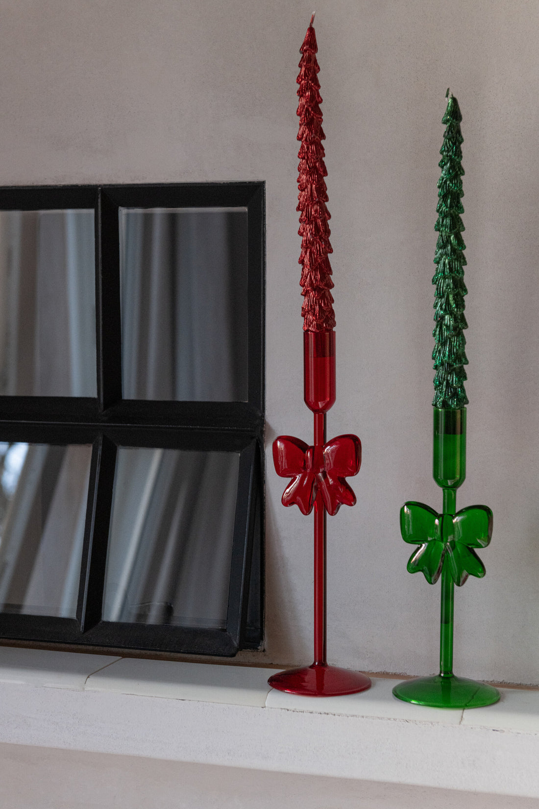 Set van 2 kaarsenhouder glas donkergroen