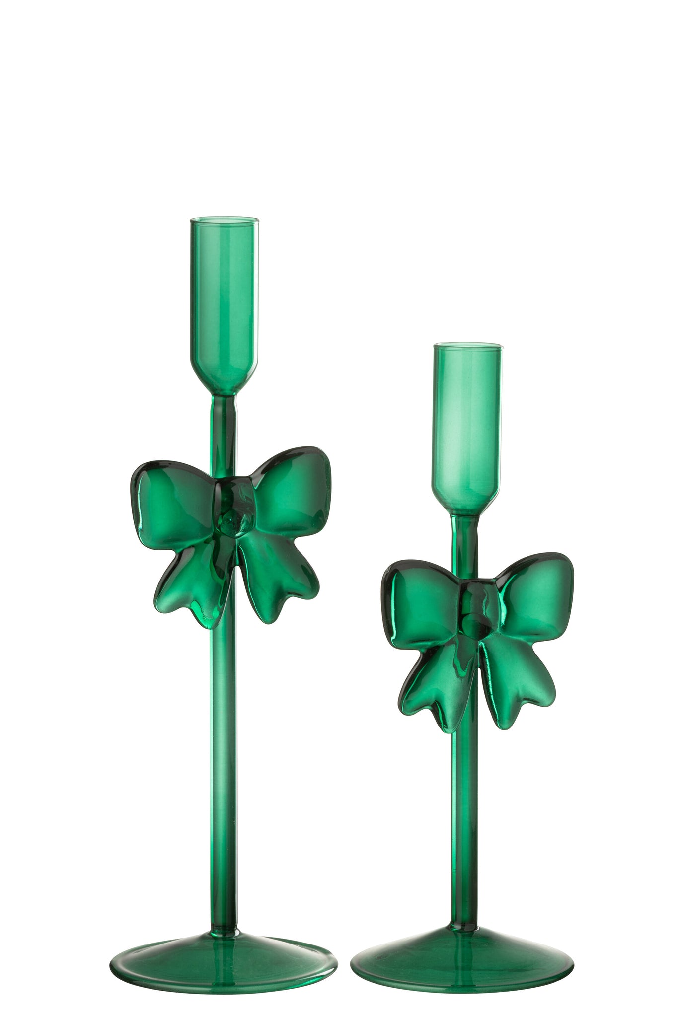 Set van 2 kaarsenhouder glas donkergroen
