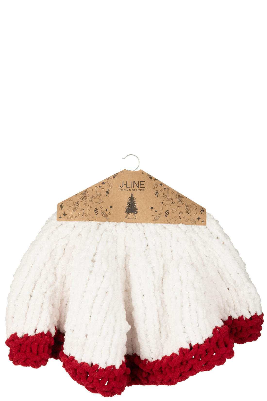 Kerstboomrok Gebreid Polyester Wit/Kerst Rood