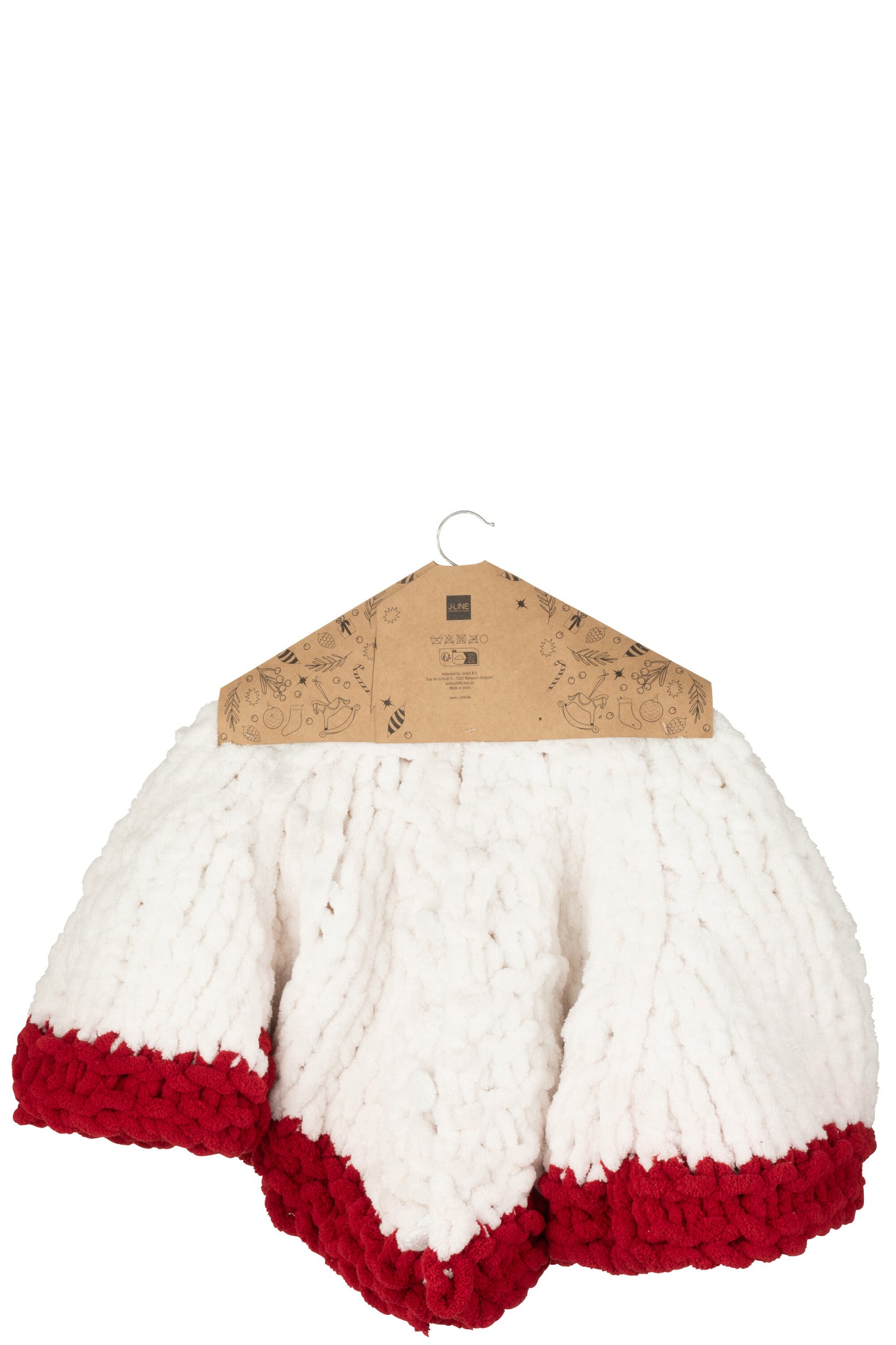 Kerstboomrok Gebreid Polyester Wit/Kerst Rood