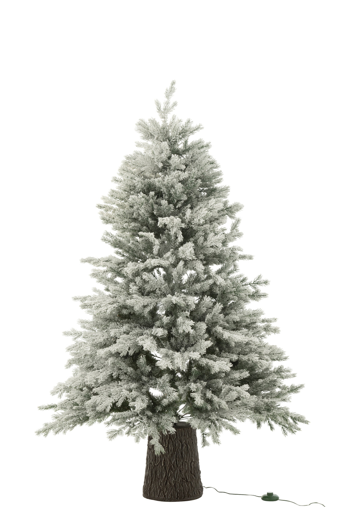 Kerstboom 600 Led Houten Voet Besneeuwd Kunstmatig Donkergroen