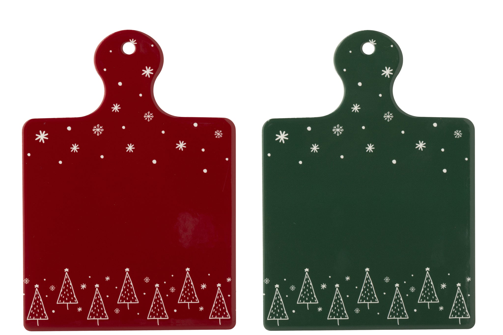 Snijplank Keramische Kerst Rood/Donkergroen Assortiment Van 2
