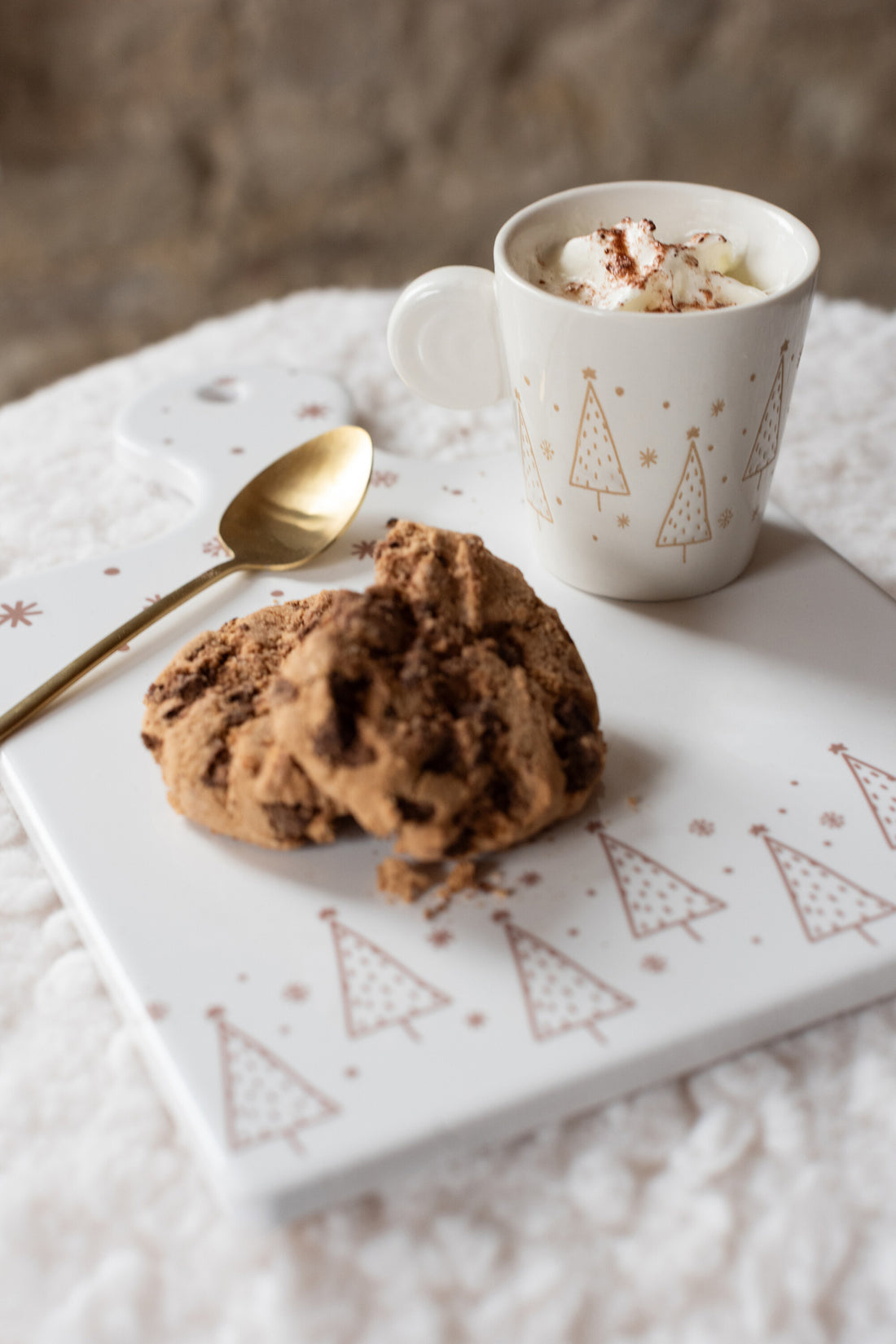 Doos van 4 koffiekopjes Keramiek Wit Kerst