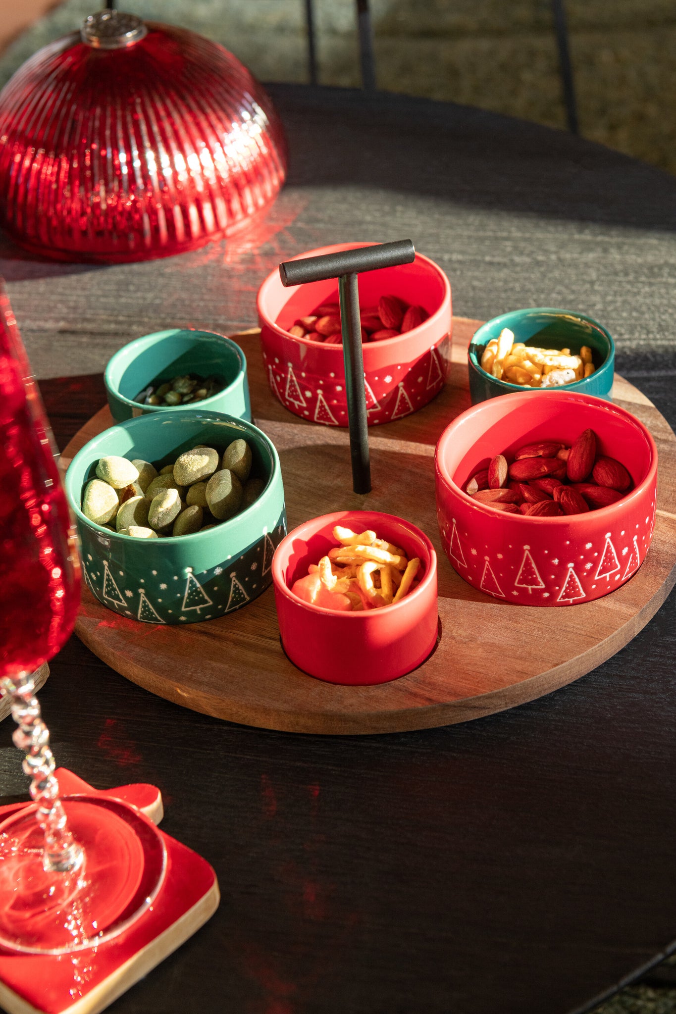 Tapas Service Schoolbord Kerst Rood/Donkergroen Groot