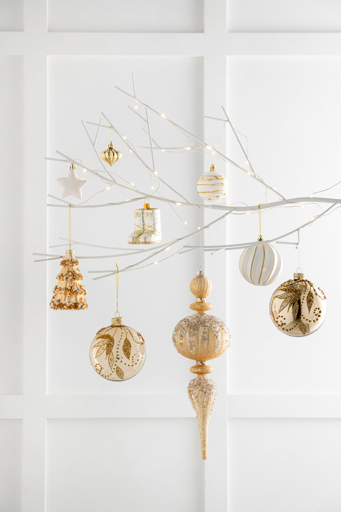 Kerstbal Druppel Glitters Glas Goudkleurig