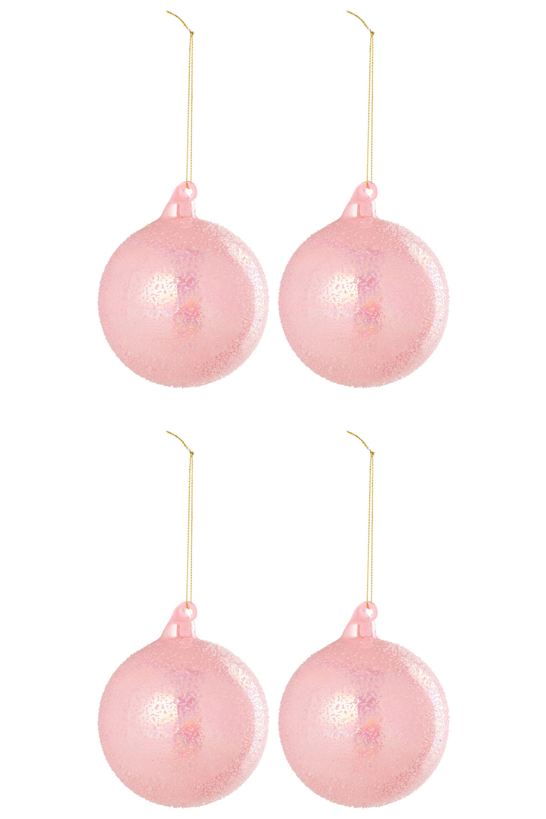 Doos met 4 kerstbal glazen lichtroze