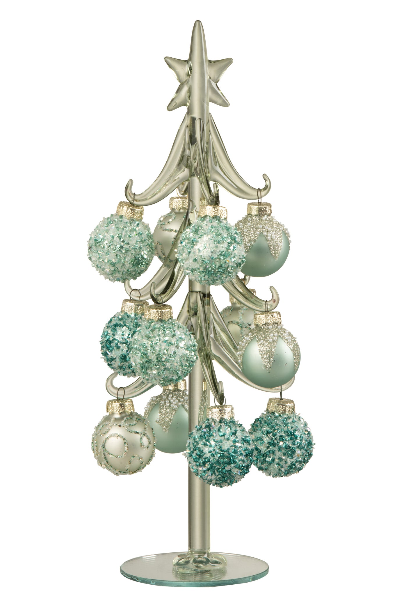 Kerstboom + Ballen Glas Mintgroen/Lichtblauw Groot