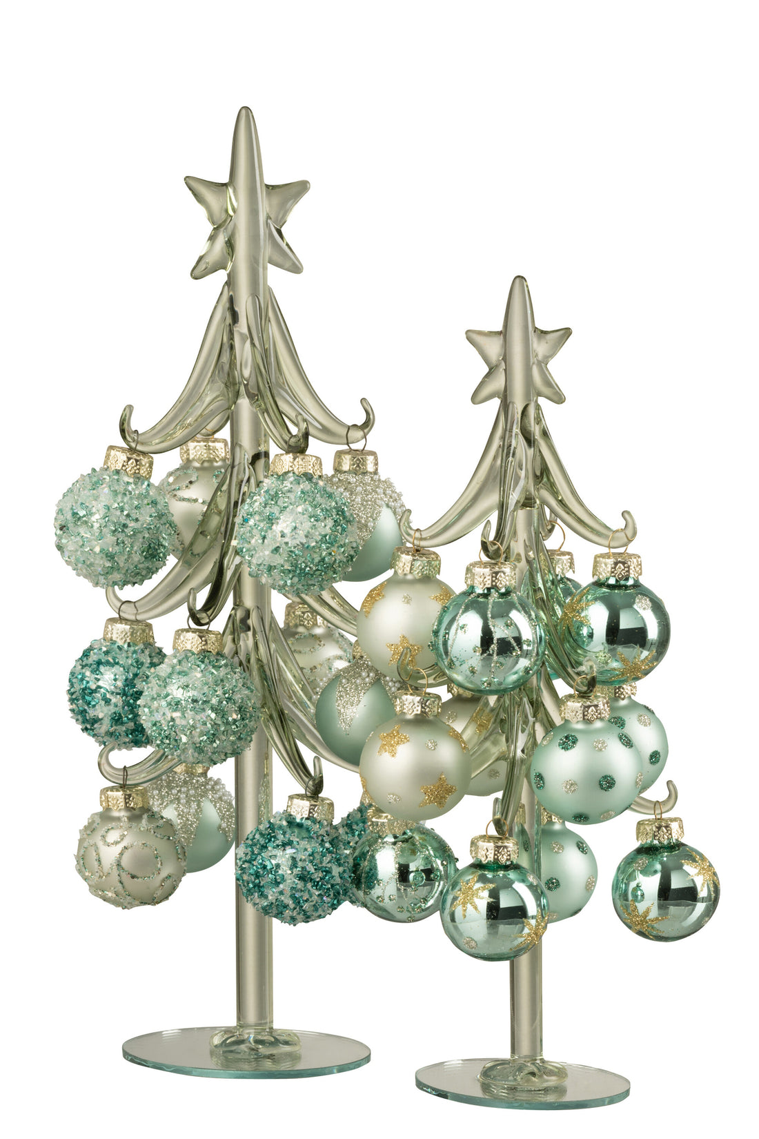 Kerstboom + Ballen Glas Mintgroen/Lichtblauw Groot
