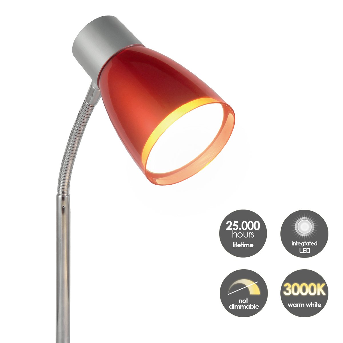 Lumy Led Bureaulamp 3W Rood - Verstelbare