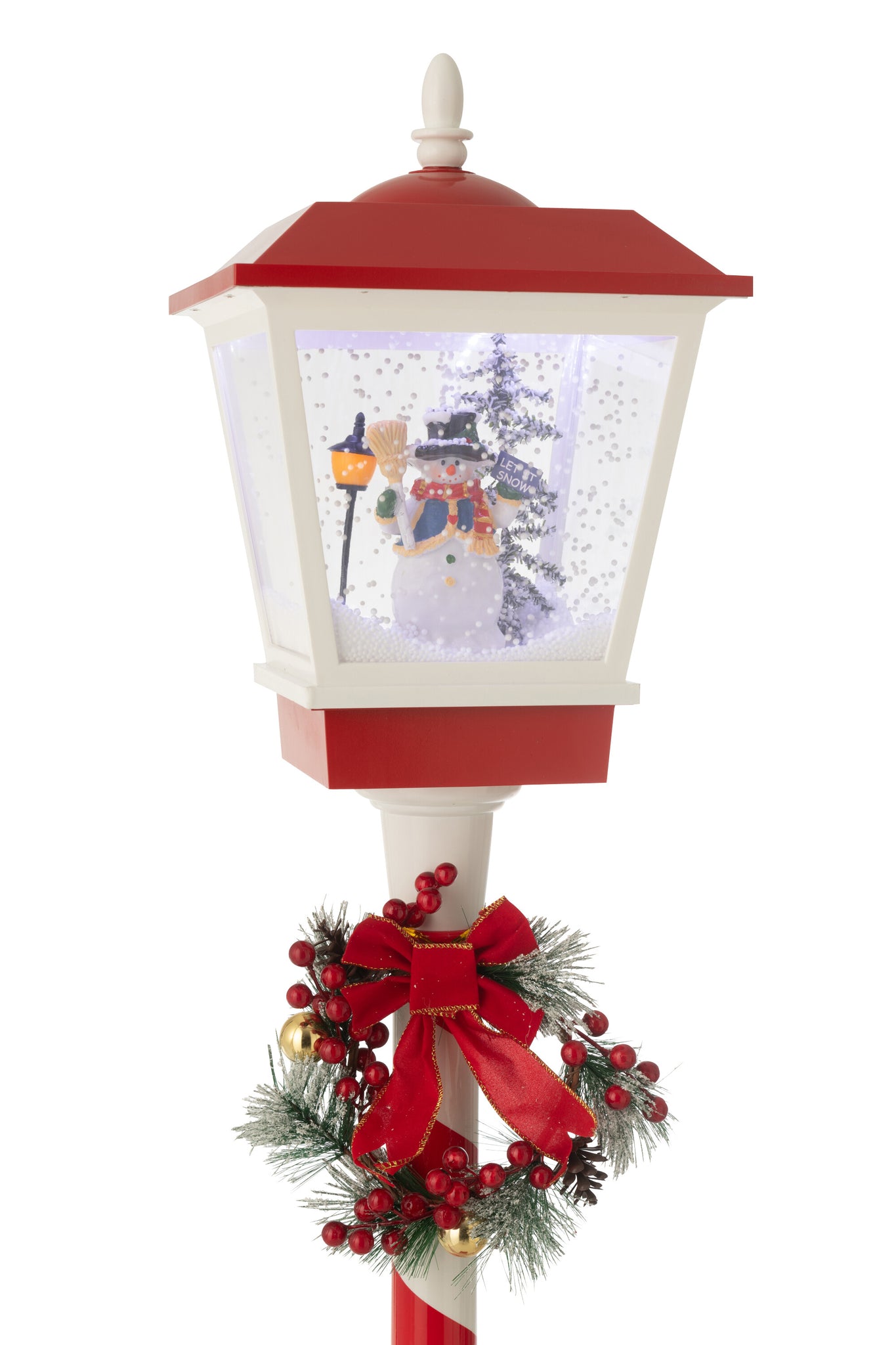 Straatlamp Led Sneeuw Plastic Kerst Rood/Groen