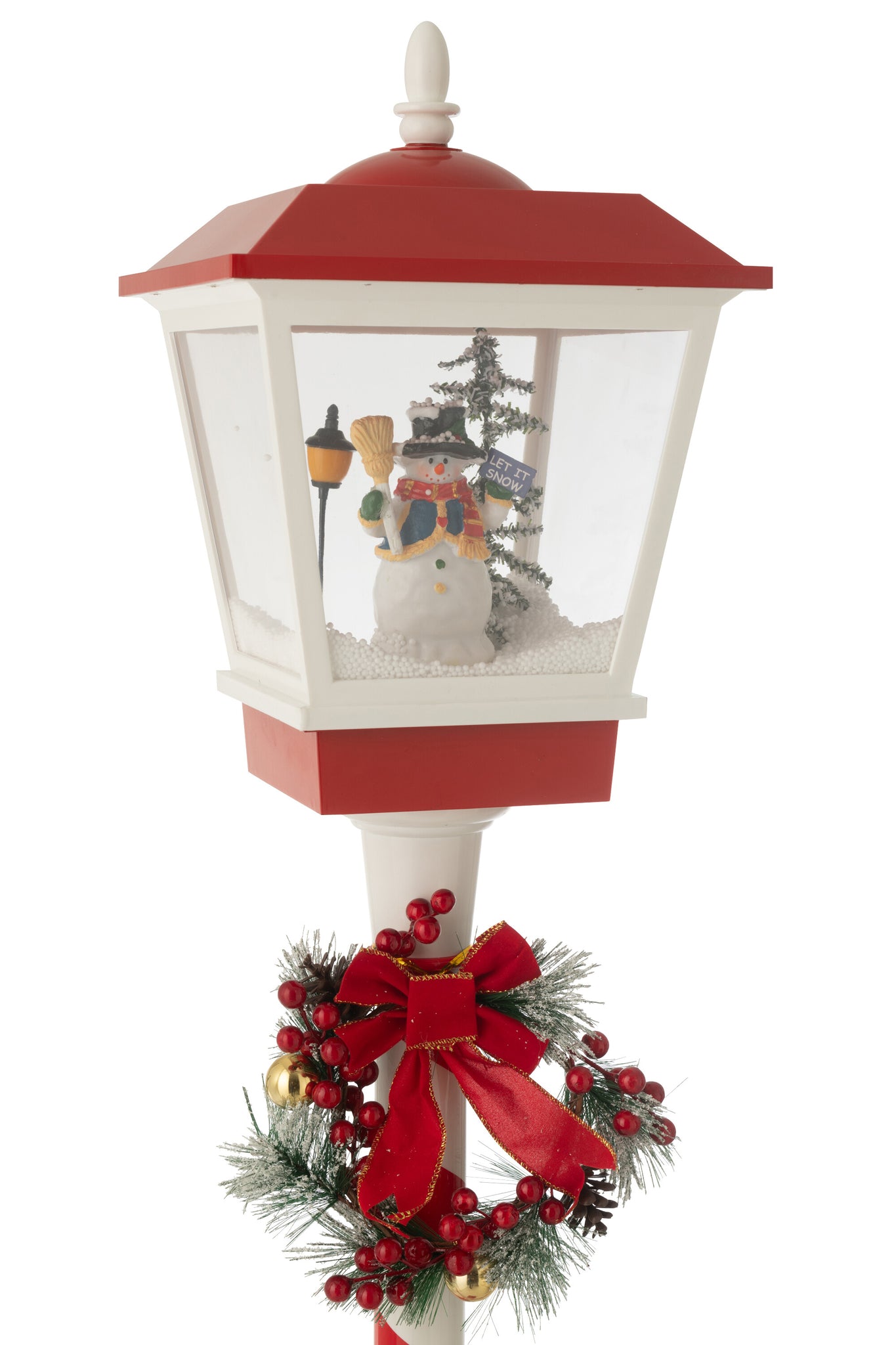 Straatlamp Led Sneeuw Plastic Kerst Rood/Groen