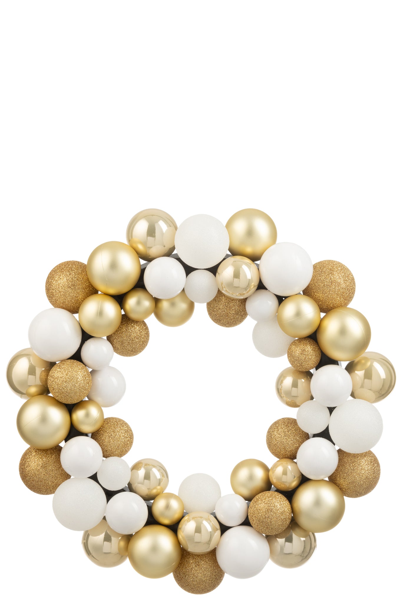 Krans Kerstballen Plastic Wit/Goudkleurig