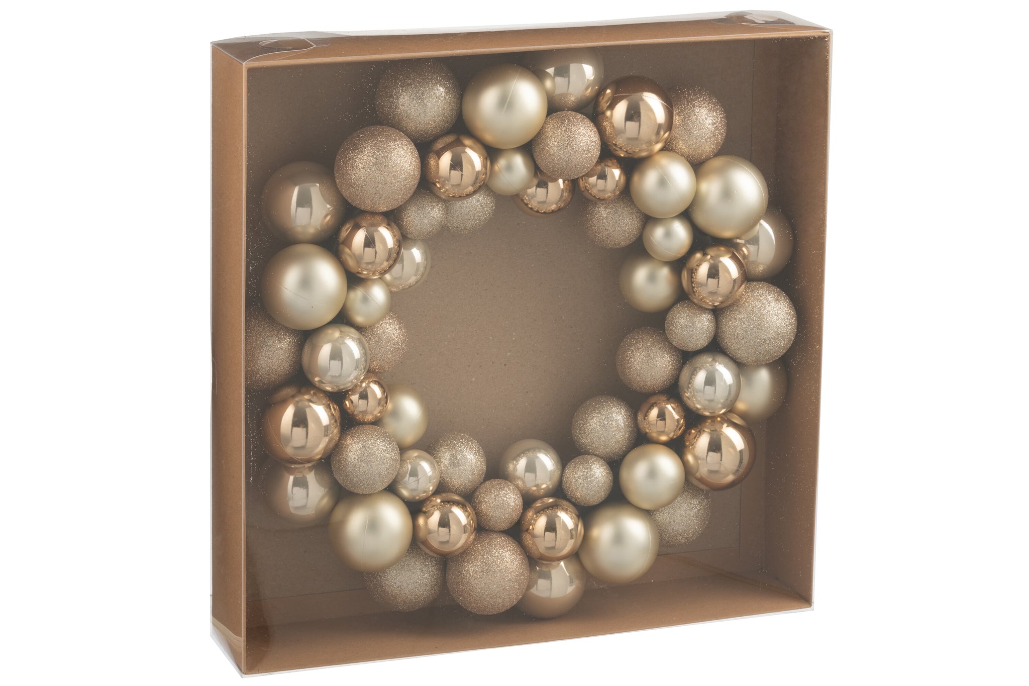 Krans Kerstballen Kunststof Beige/Ecru