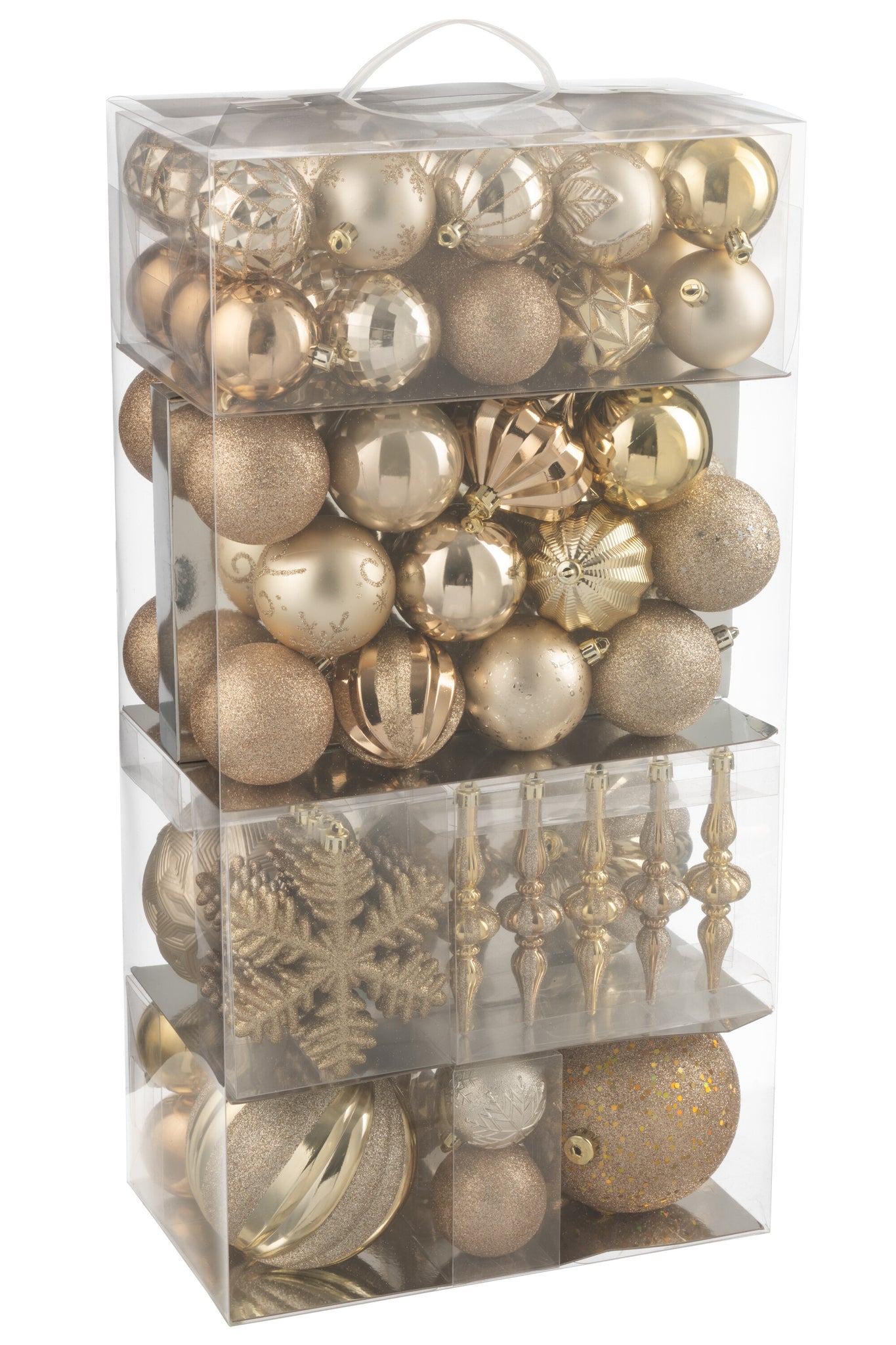 Doos met 80 kerstbal plastic beige/ecru