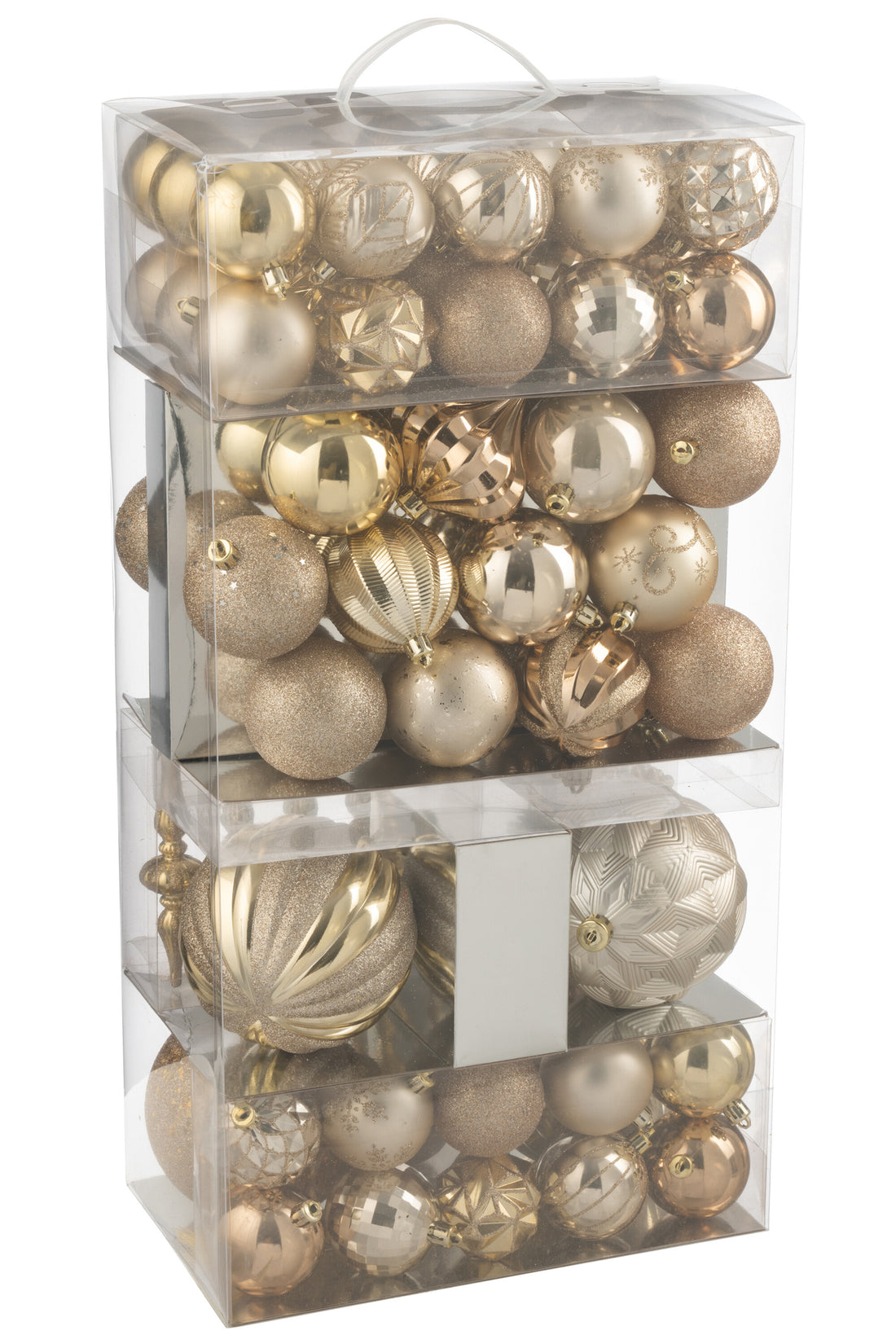 Doos met 80 kerstbal plastic beige/ecru