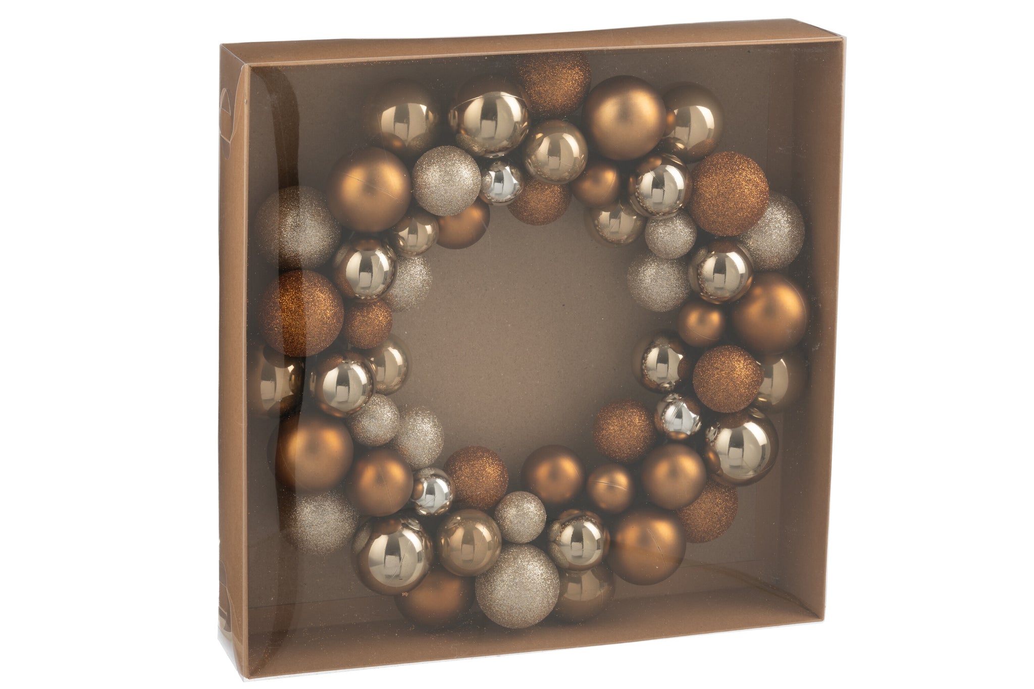 Krans Kerstballen Kunststof Bruin