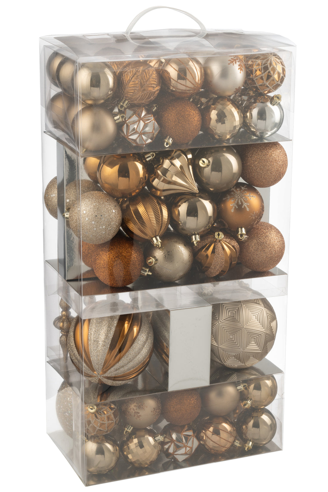 Doos van 80 kerstbal plastic bruin