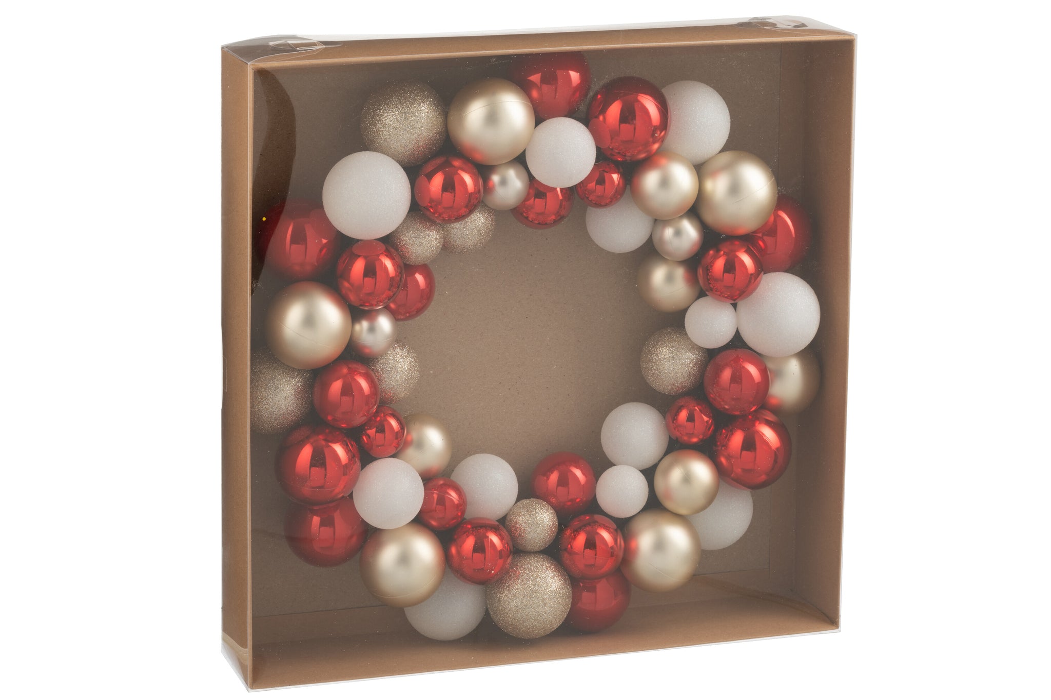 Krans Kerstballen Plastic Kerst Rood/Goudkleurig