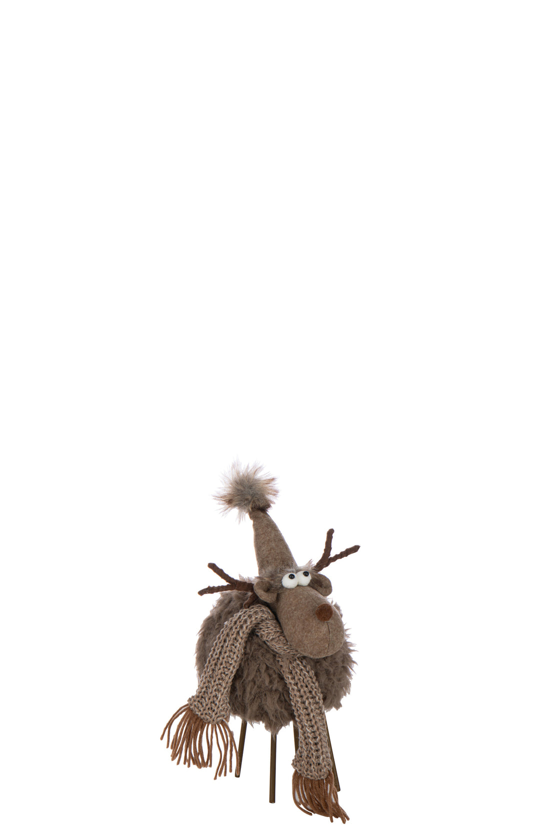 Rendiermuts+sjaal van polyester bruin klein