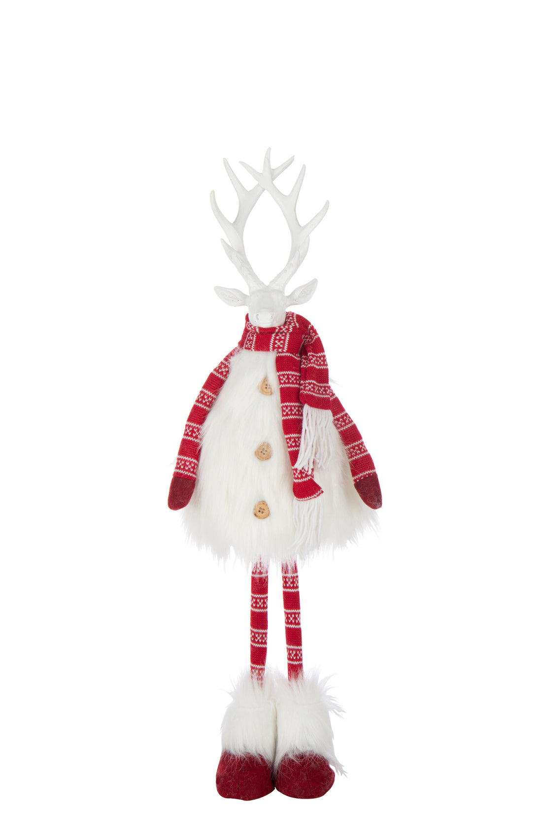 Hertenbont + Sjaal Polyester Wit/Kerst Rood Medium