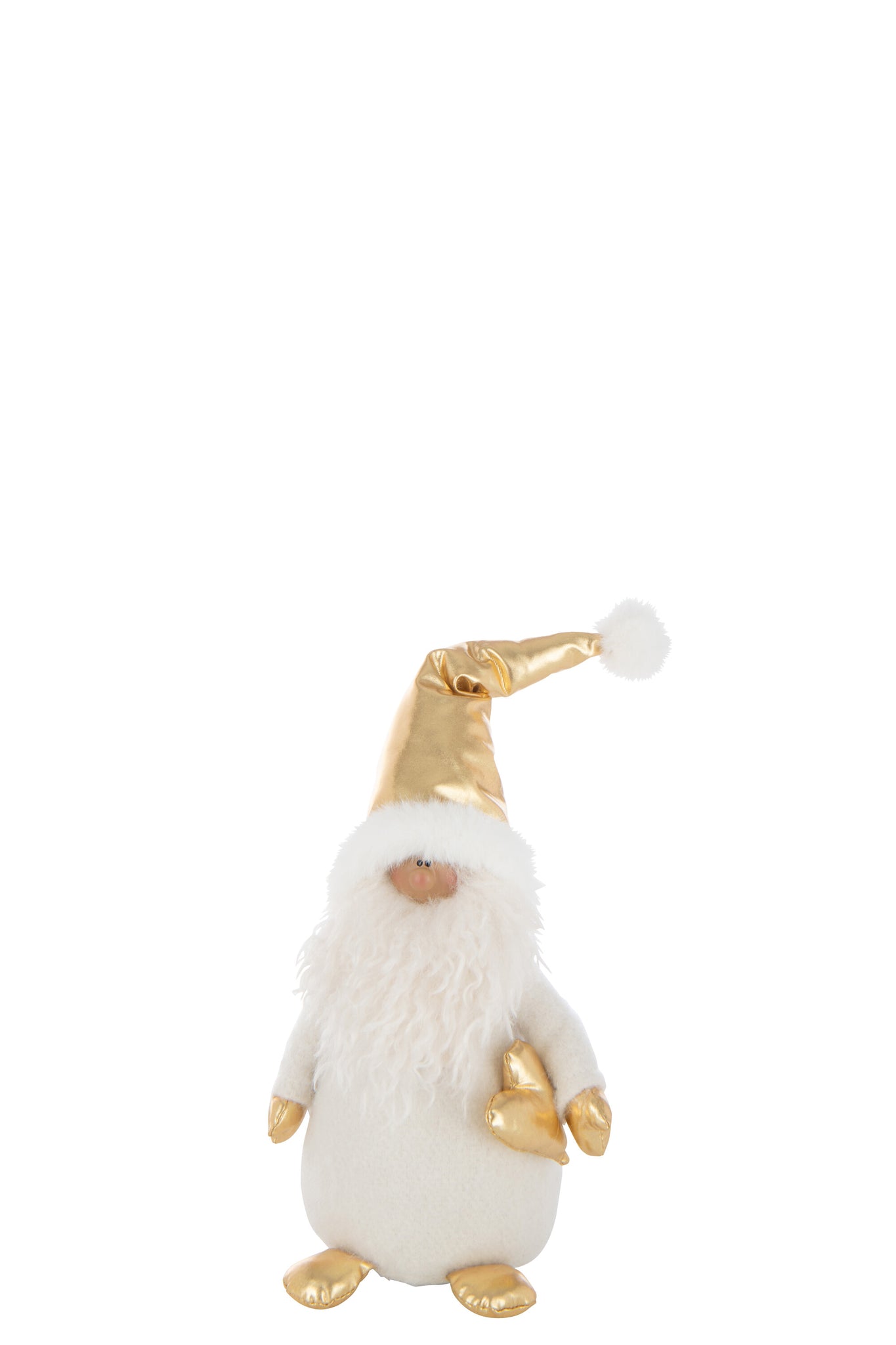 Kerstman Gouden Hart Polyester Wit/Goudkleurig Klein