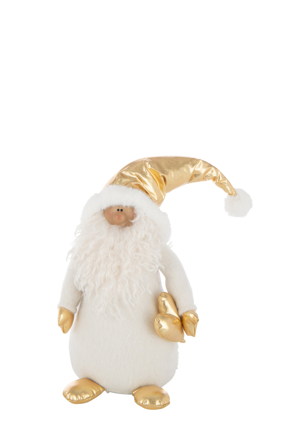 Kerstman Gouden Hart Polyester Wit/Goud Gekleurd Groot