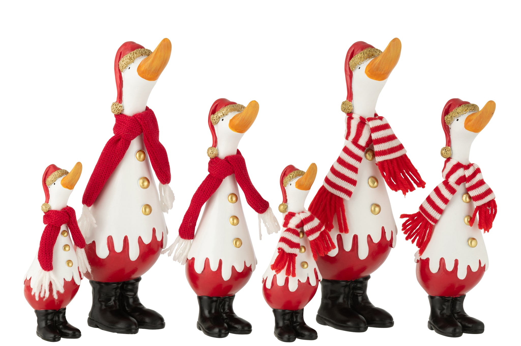 Eend Winter Polyresin Wit/Rood Groot Assortiment Van 2