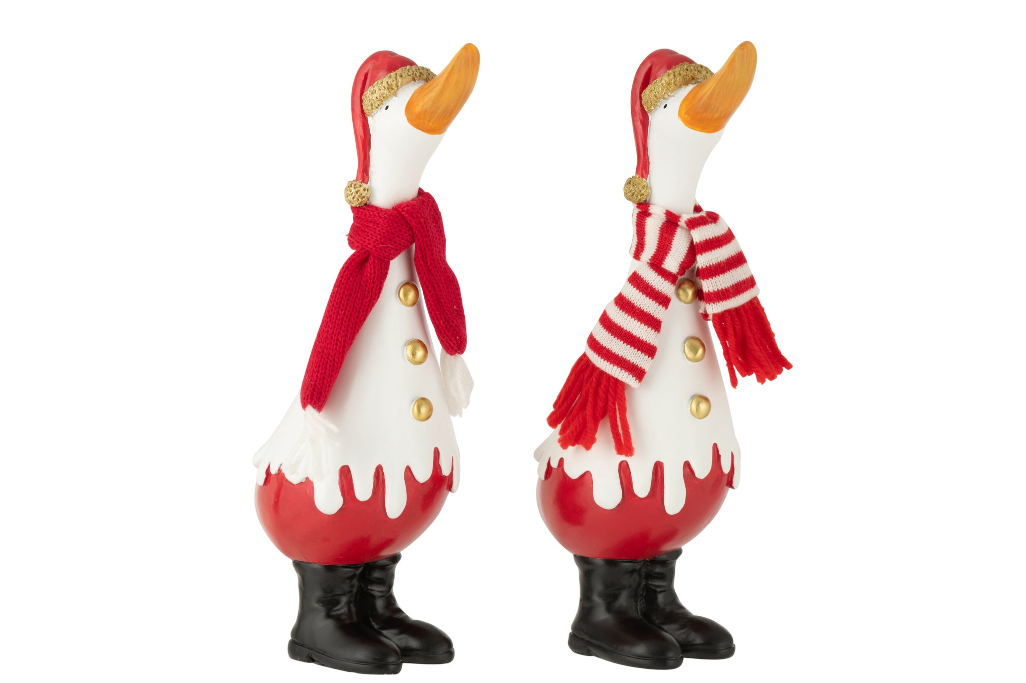 Eend Winter Polyresin Wit/Rood Groot Assortiment Van 2