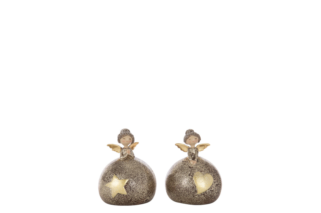 Engel Hart + Ster Bal Polyresin Multicolor Klein Assortiment Van 2