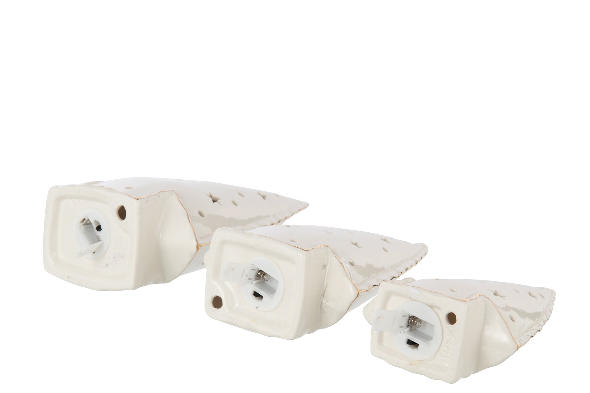 Set van 3 boom led-sterren klei wit
