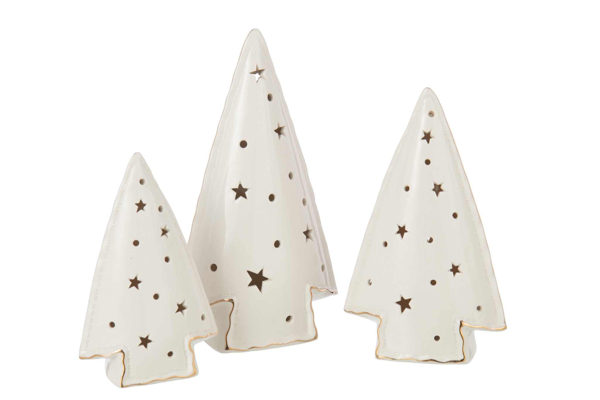 Set van 3 boom led-sterren klei wit