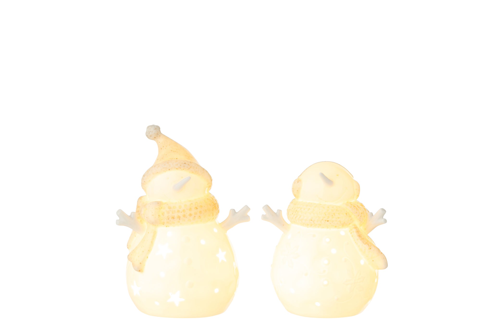Sneeuwpop Led Sterren Klei Wit/Beige Klein Assortiment Van 2