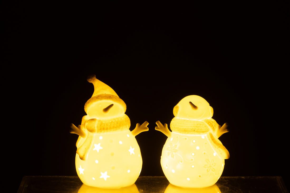 Sneeuwpop Led Sterren Klei Wit/Beige Klein Assortiment Van 2