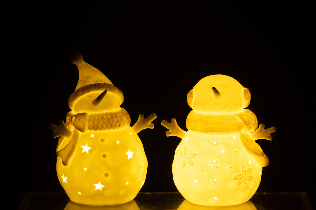 Sneeuwpop Led Sterren Klei Wit/Beige Groot Assortiment Van 2