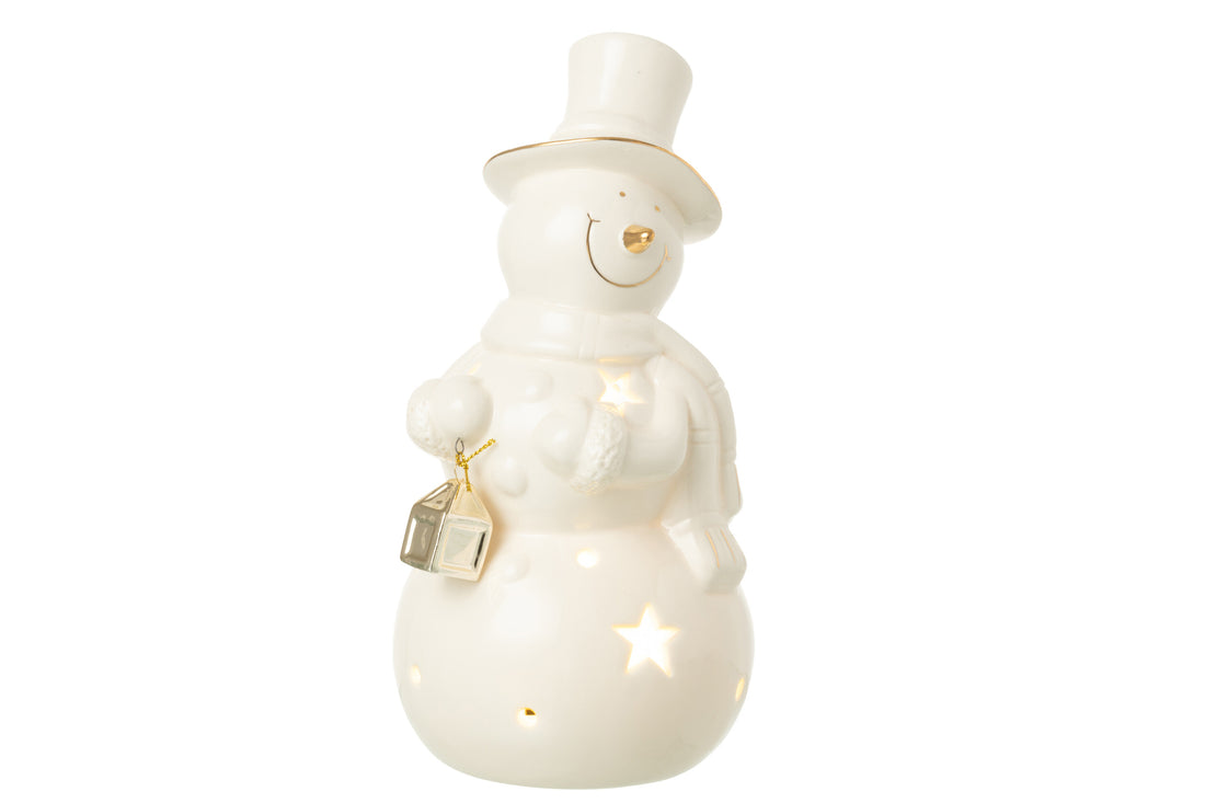Sneeuwpop Led Porselein Ecru Groot