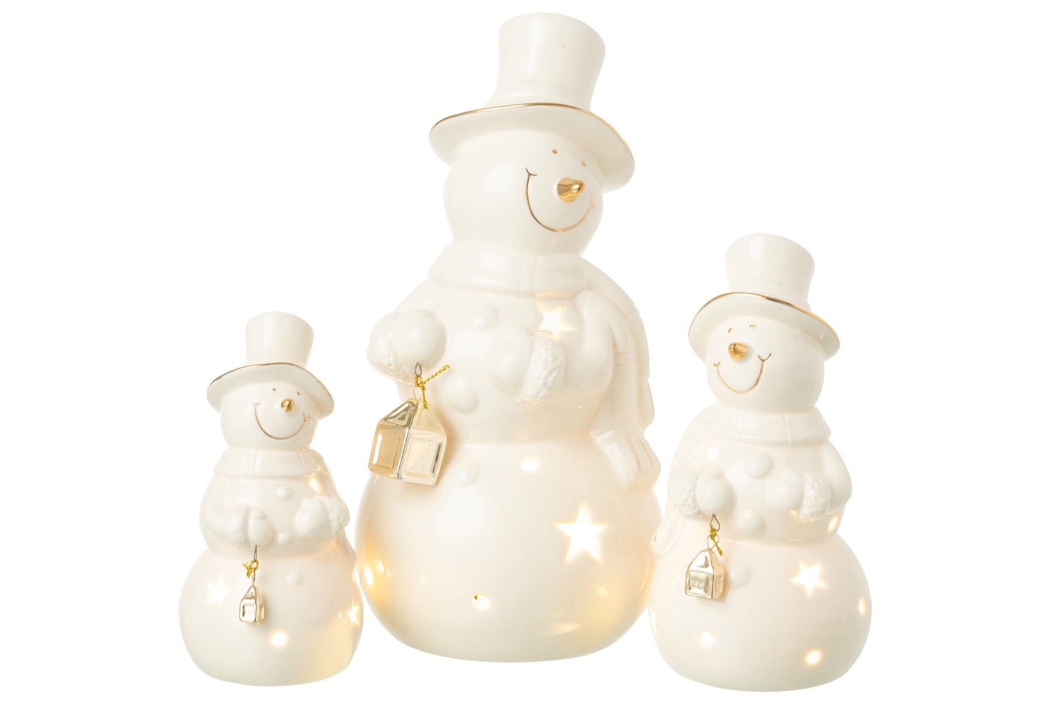 Sneeuwpop Led Porselein Ecru Groot