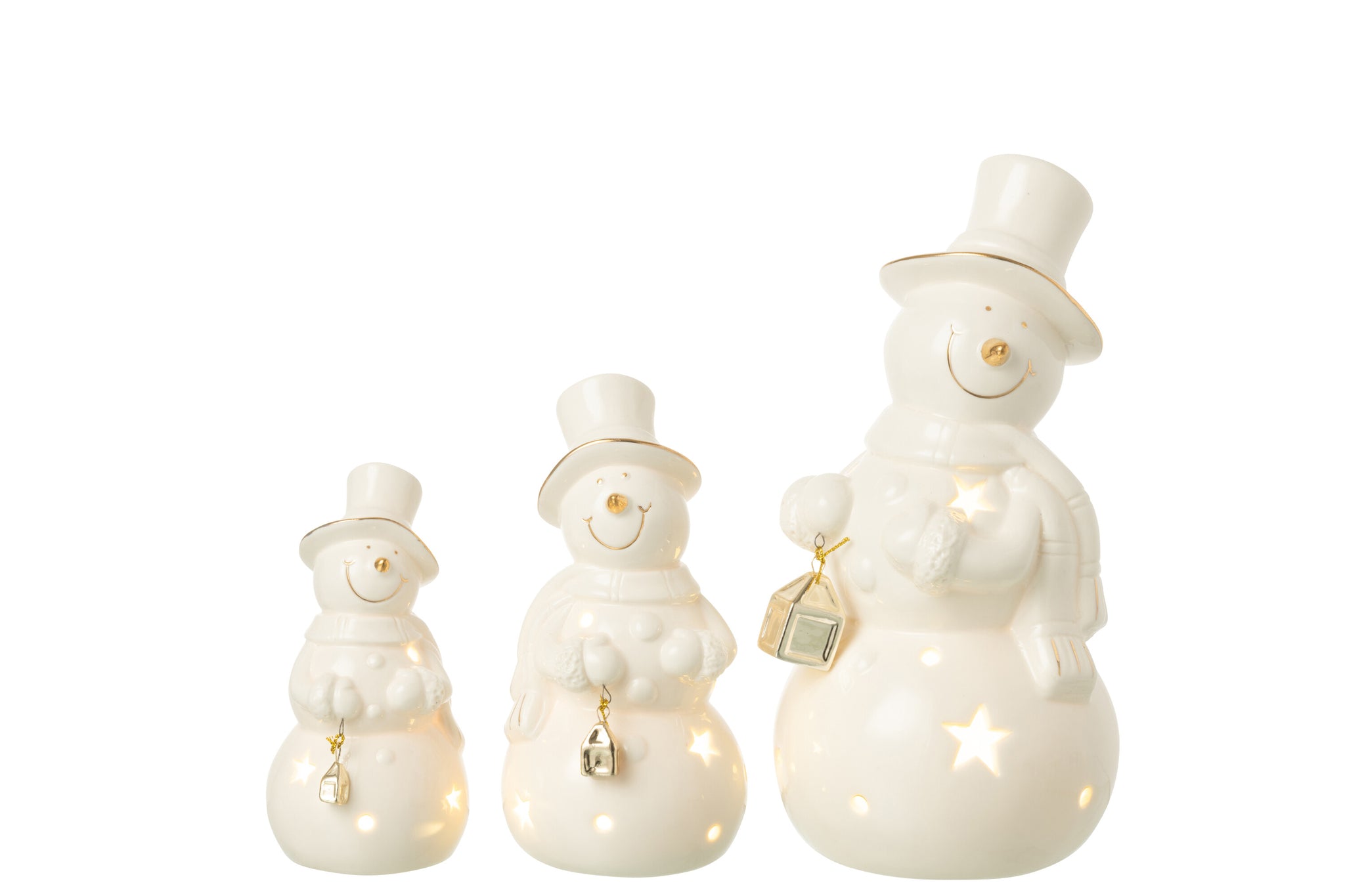 Sneeuwpop Led Porselein Ecru Groot